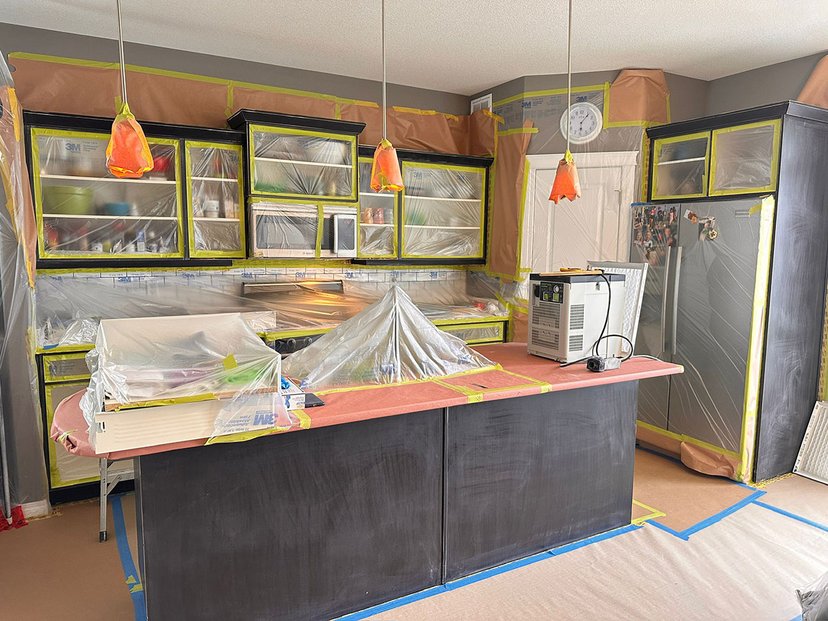 Light Green Kitchen - Pavlo Construction Projects - Kitchen Cabinets Spray-Painting Service Canada